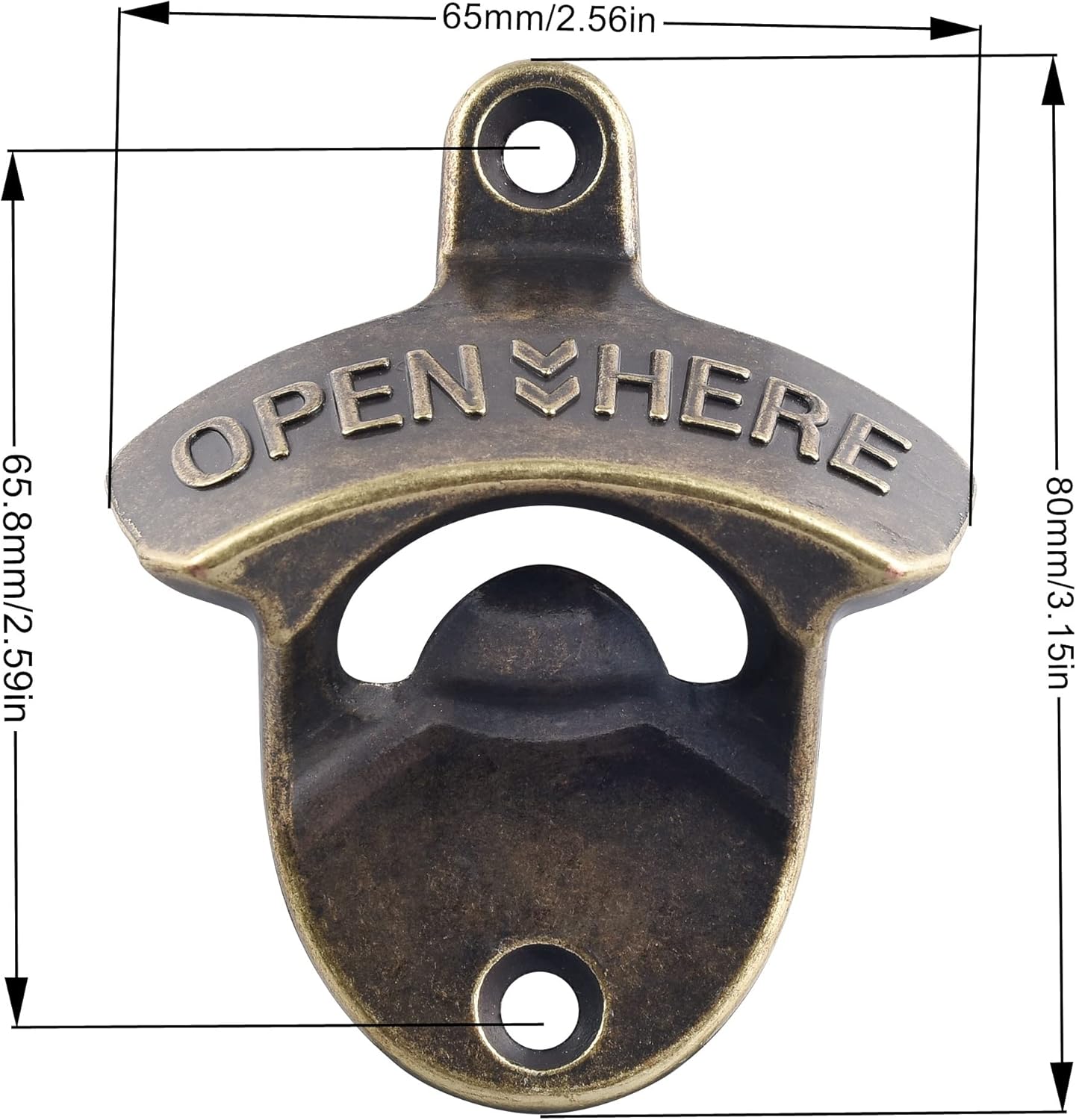 Vintage Copper Bottle Cap Opener Wall Mount, Retro Beer Bottle Opener with Screws for Homes Kitchen (Pack of 2)