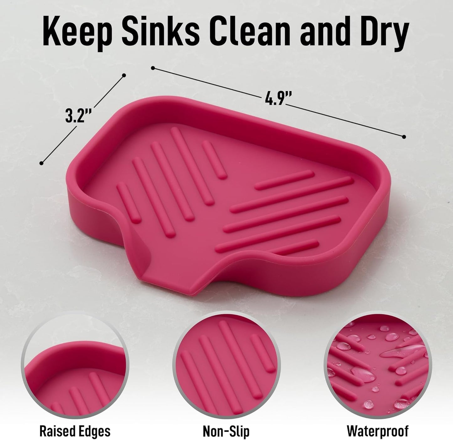 Zulay Kitchen (9x3.5in Sponge Holder for Kitchen Sink - Flexible Heavy-duty Multipurpose Sink Caddy - Counter Organizer for Kitchen, Bathroom, Makeup, Trinkets & More! (Grey)