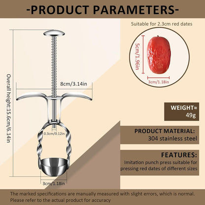 VolksRose Cherry Pitter Tool, Multi Stoner Fruit Remover with Stainless Steel Rod, Dates Pitting Device for Red Dates, Hawthorn, Cherries, Jujubes