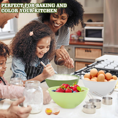 Greentainer 4-Piece Plastic Mixing Bowl Set with Lids for Kitchen, 67oz Lightweight Storage Bowls, Large Salad Bowls for Baking, Prepping, Cooking and Serving Food, Dishwasher & Microwave Safe
