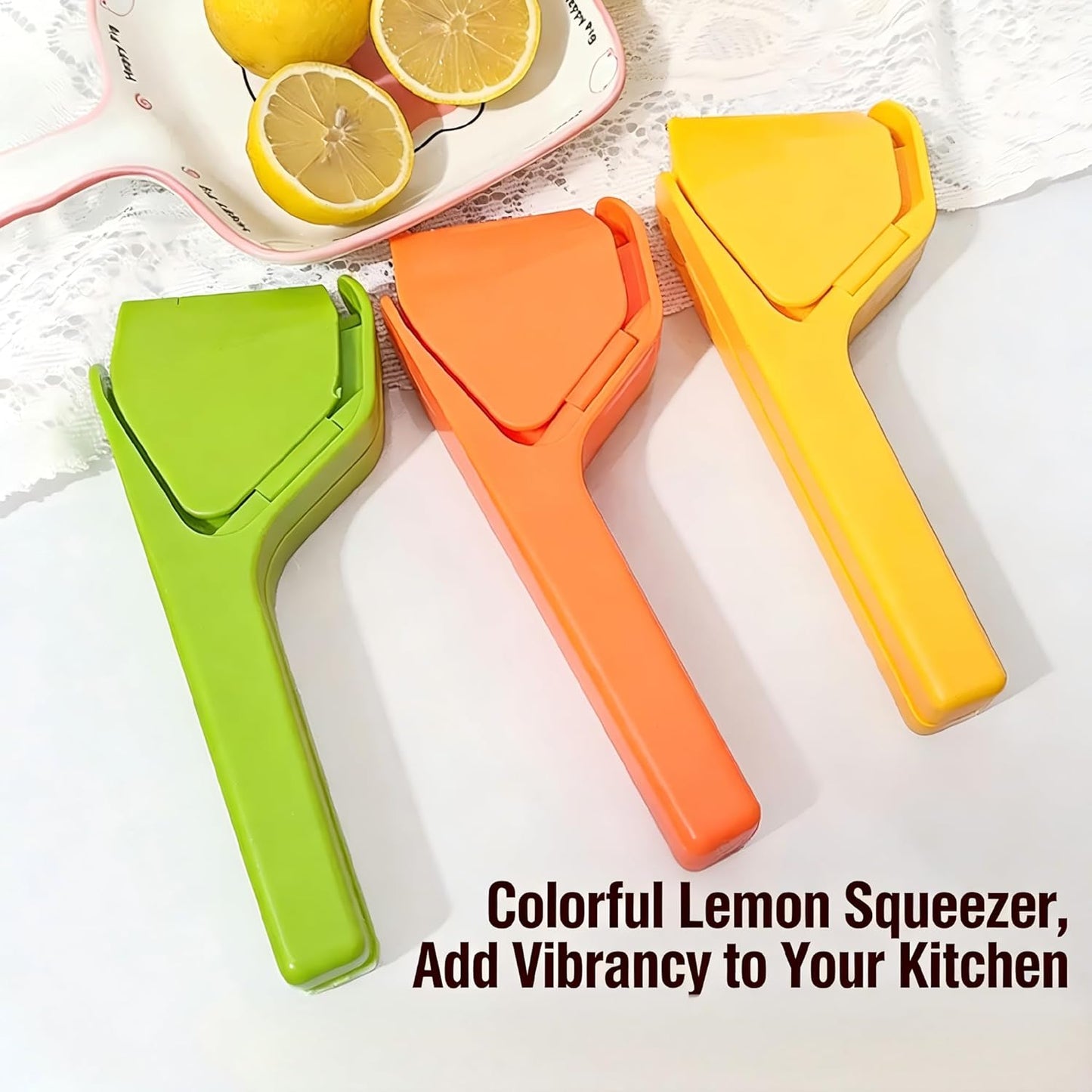 Lemon Squeezer, Effortless Manual Flat Lime Juicer Squeezer, Fold-Flat Citrus Juicer, Hand Citrus Press, Sturdy Flat Manual Lemon Juicer, Suits Lime & Lemon (Yellow)