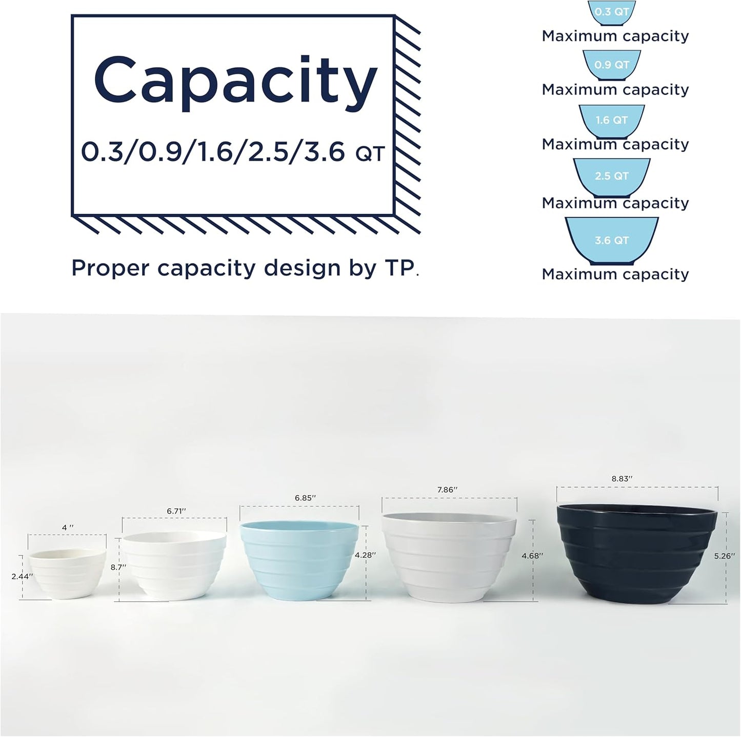TP Large Mixing Bowl Set with Lids, Melamine Nesting Bowls Set for Pasta Baking Salad Mixing, Set of 3, Aztec Bloom