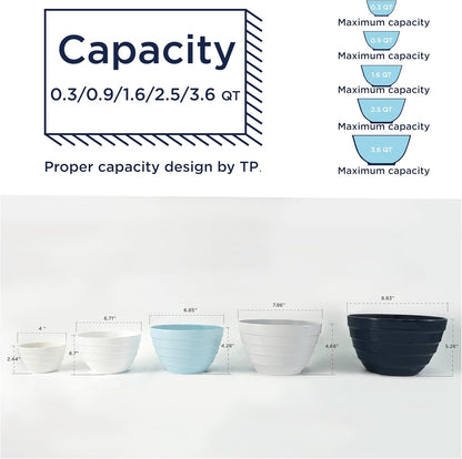 TP Large Mixing Bowl Set with Lids, Melamine Nesting Bowls Set for Pasta Baking Salad Mixing, Set of 3, Aztec Bloom