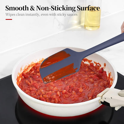 600ºF Heat Resistant Spatulas, High Heat Food Safe Semless Kitchen Silicone Scraper Set for Cooking Baking Mixing Scraping Stirring Nonstick Cookware Pan Bowl (2Pcs,Aqua Sky)