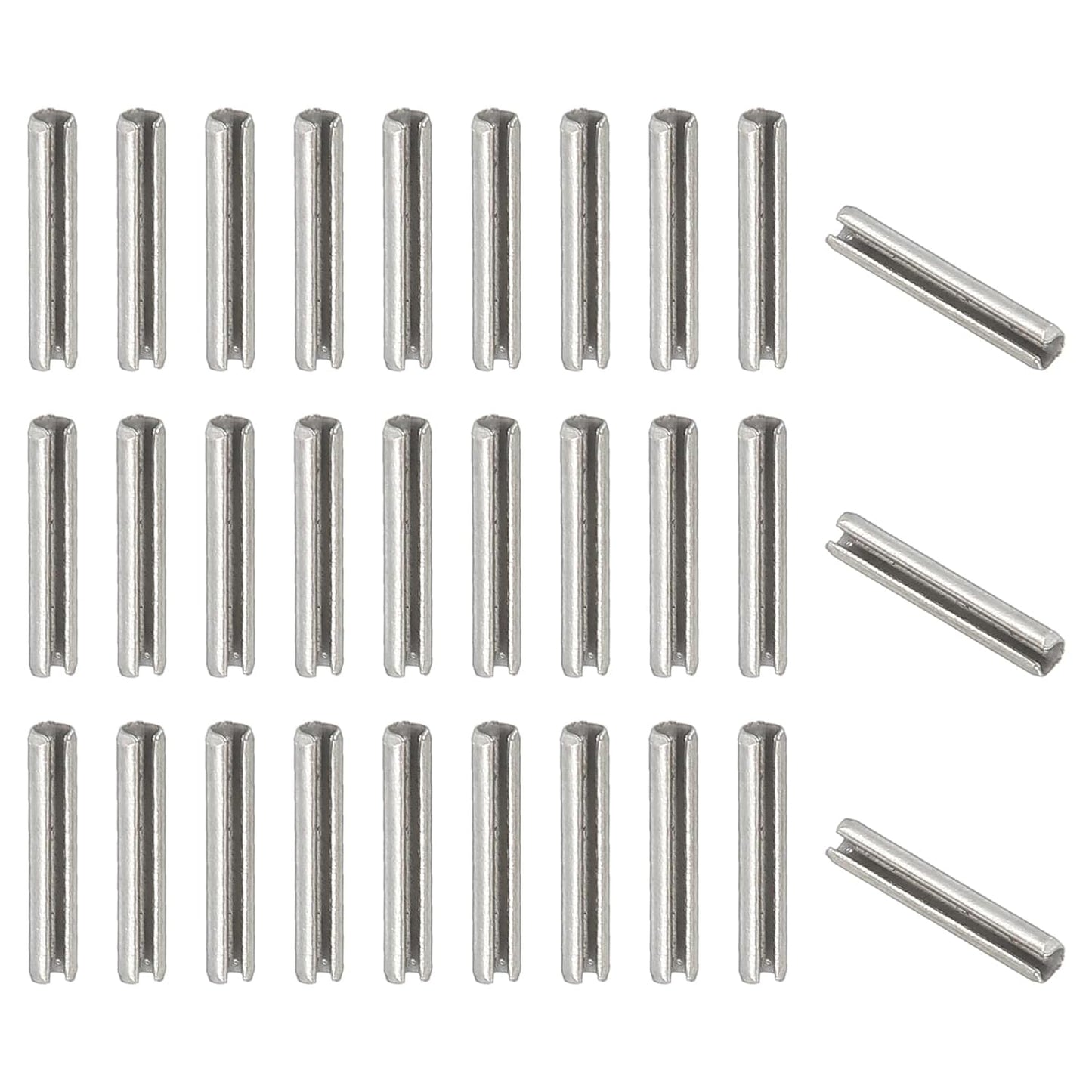 PATIKIL Slotted Spring Pin, 50 Pcs 1/8" x 3/4" (3.2mm x 20mm) 304 Stainless Steel Split Roll Pins Spring Dowel for Home Improvement Automotive Machine Repair, Silver - Colors B