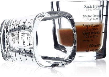Shot Glasses Measuring cup Liquid Heavy Wine Glass Espresso Shot Glass 26-Incremental Measurement 1oz, 6 Tsp, 2 Tbs, 30ml (2 pack-black 30ml)
