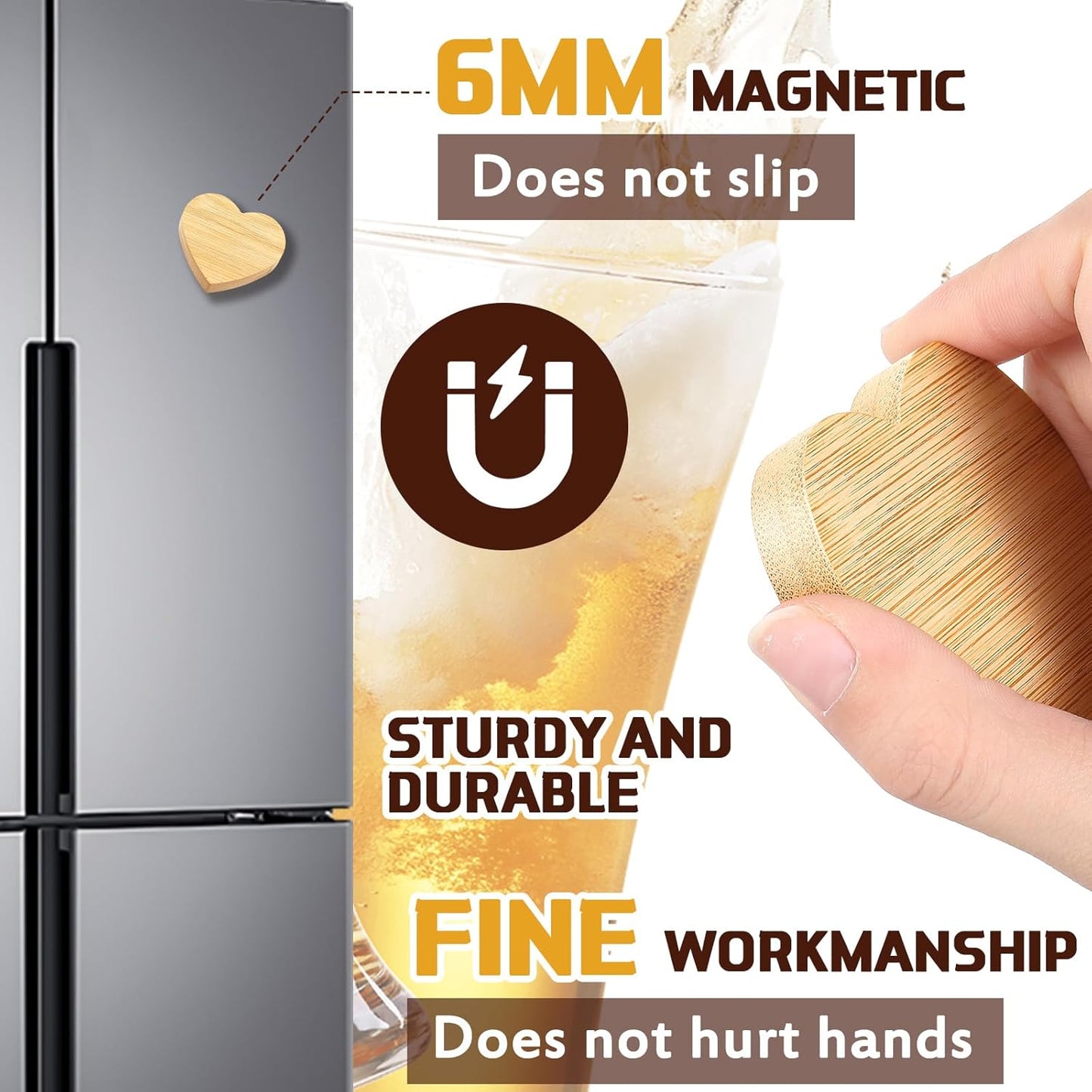 Vesici 100 Pcs Magnetic Bottle Opener 2.5in DIY Bamboo Round Shape Beer Openers Wooden Fridge Magnet Refrigerator Sticker Gift for Beer Lover Wedding Guest Kitchens Bars Parties
