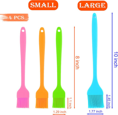 Silicone Basting Brush Set, 4 Piece Heat Resistant 446°F Kitchen Pastry Brushes for Cooking, Baking & BBQ, TRADYX Oil Butter Sauce Brush, One Piece Design, Easy Clean, Dishwasher Safe