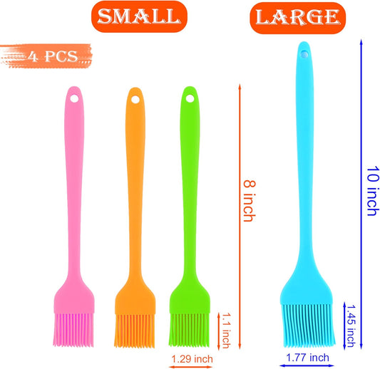 Silicone Basting Brush Set, 4 Piece Heat Resistant 446°F Kitchen Pastry Brushes for Cooking, Baking & BBQ, TRADYX Oil Butter Sauce Brush, One Piece Design, Easy Clean, Dishwasher Safe