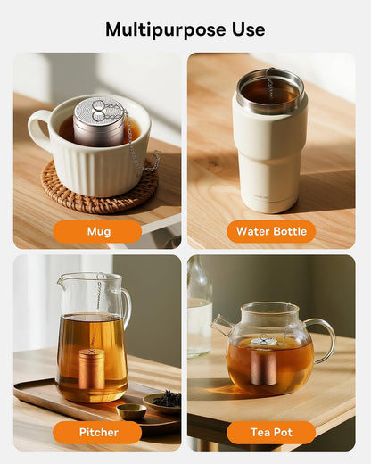 House Again Tea Infusers, Extra Fine Mesh Tea Strainers for Loose Tea, Updated Slim Threaded Lid & 304 Stainless Steel, Loose Leaf Tea Steeper for Brew Tea Spices & Seasonings