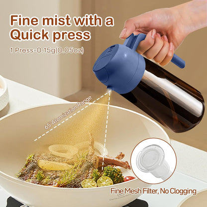 YARRAMATE 16oz/470ml Light Blocking Oil Sprayer for Cooking with Stickers, Food-Grade 2 in 1 Olive Oil Dispenser Bottle for Kitchen, Premium Dark Amber Glass Oil Bottle for Air Fryer, BBQ (Black)
