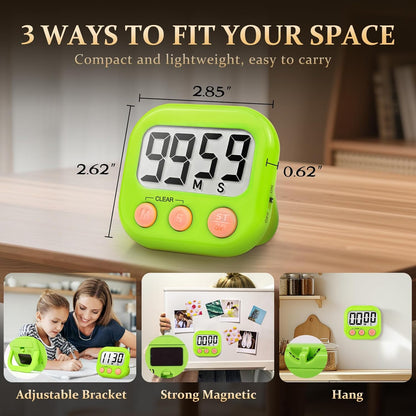6 Pack Digital Kitchen Timer Small Classroom Timers for Kids Teachers (Blue&White)