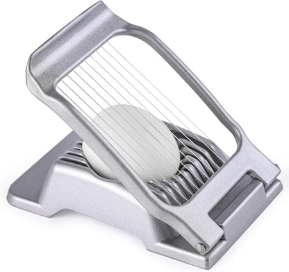 Egg Slicer for Hard Boiled Eggs, Stainless Steel Wire, Multipurpose Heavy Duty Aluminium Egg Cutter for Egg, Salads, Sandwiches, Strawberries, Mushrooms, Soft Cheese, Red