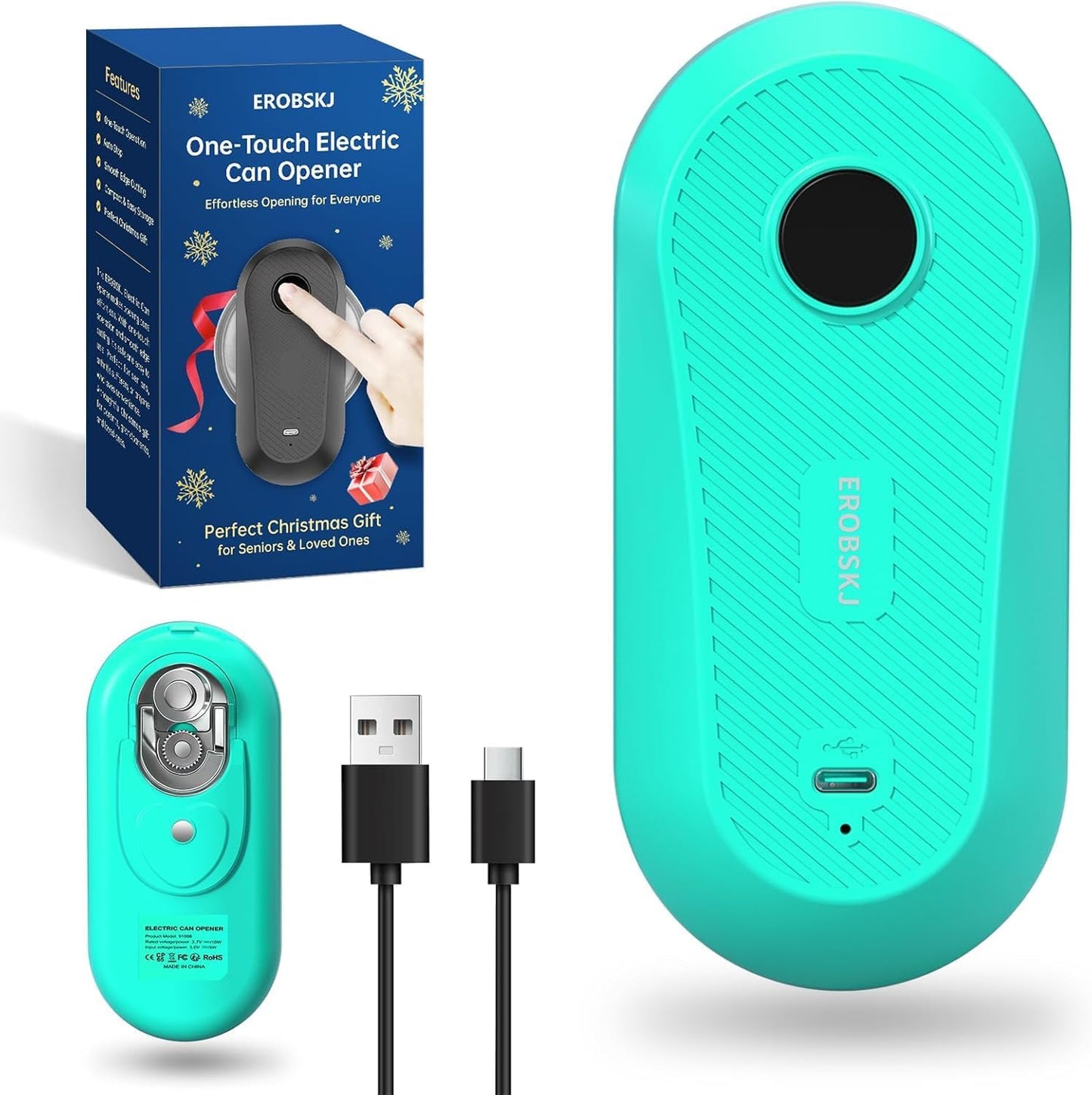 Electric Can Opener, Rechargeable Can Openers for Seniors & Arthritis, One-Touch Automatic Can Opener, Hands-Free, Smooth Edge, Compact, Kitchen Gadgets