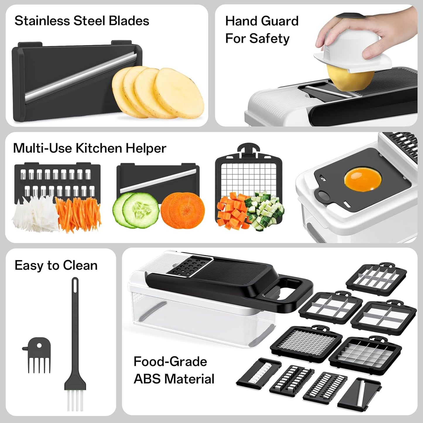 HomeHacks Vegetable Chopper Vegetable Cutter, 12 in 1 Kitchen Gadget, Dicer, Slicer, Onion Cutter, Salad, Cheese Grater & Egg Separator - Multi-Functional Veggie Chopper Lid with Handle (Green)