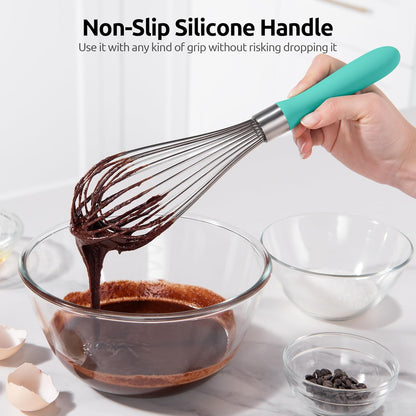 U-Taste 7" Mini Whisk for Cooking: 18/8 Stainless Steel Small Metal Kitchen Wisk, Tiny Hand Mixing Tool for Coffee, Egg, Sauce, 6-Wires Compact Head for Baking, Beating in Bowl, Mug, Jar (Set of 2)