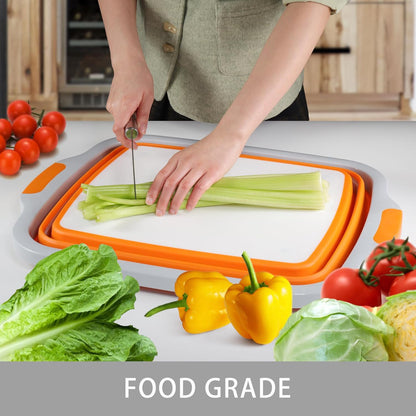 Tiawudi Large Collapsible BBQ Prep Tub with Lid(4.22 Gal/16L), Foldable Camping Sink with Colander, Cutting Board, Dish Basin for Kitchen, Bowl, Vegetable and Fruit, Storage Basket for Picnic