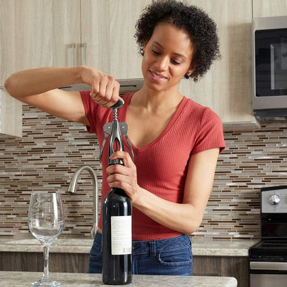 HomeBasics Wine Opener – Premium Zinc Plated Steel Wing Corkscrew – Black Onyx