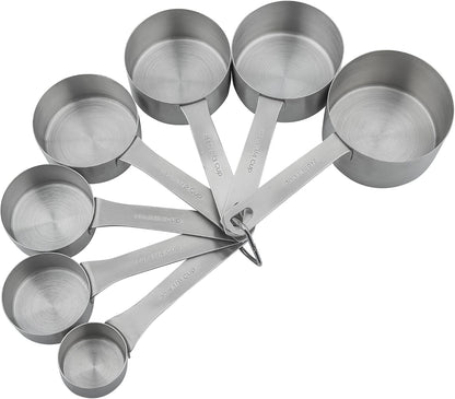 Smithcraft Measuring Cups and Spoons Set 15, Metric & US 18/8 Stainless Steel Measuring Cups and Spoons Set for Baking & Kitchen, 6 Measure Cups & 7 Spoons Leveler & Measure Equivalents for Dry&Liquid