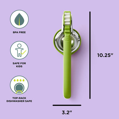 Chef'n FreshForce Lemon Squeezer Citrus Juicer, Manual Hand Press with Dual-Gear Power for Maximum Juice Extraction, Durable, Lime Green