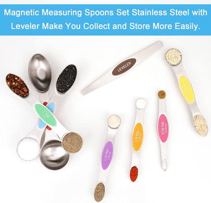 Mini Measuring Spoon Set, Heavy Duty Stainless Steel Measuring Spoons for Cooking Baking, Tablespoon Teaspoon for Dry or Liquid Ingredients, Fits in Spice Jar, 1/64 1/32 1/16 1/8 1/4 tsp