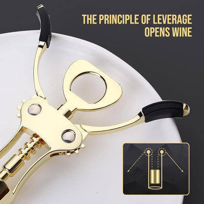 Wine Opener, Zinc Alloy Premium Wing Corkscrew Wine Bottle Opener with Multifunctional Bottles Opener, Upgrade