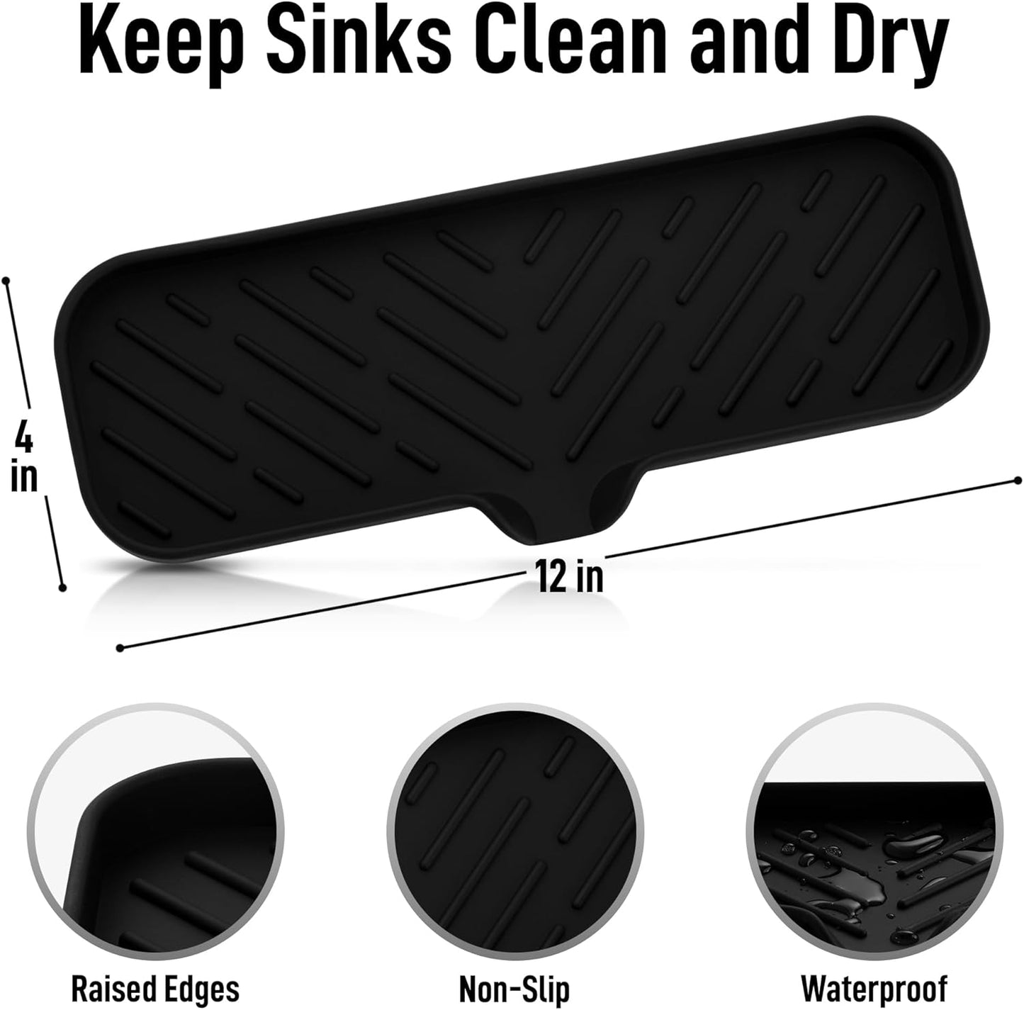 Zulay Kitchen (9x3.5in Sponge Holder for Kitchen Sink - Flexible Heavy-duty Multipurpose Sink Caddy - Counter Organizer for Kitchen, Bathroom, Makeup, Trinkets & More! (Grey)