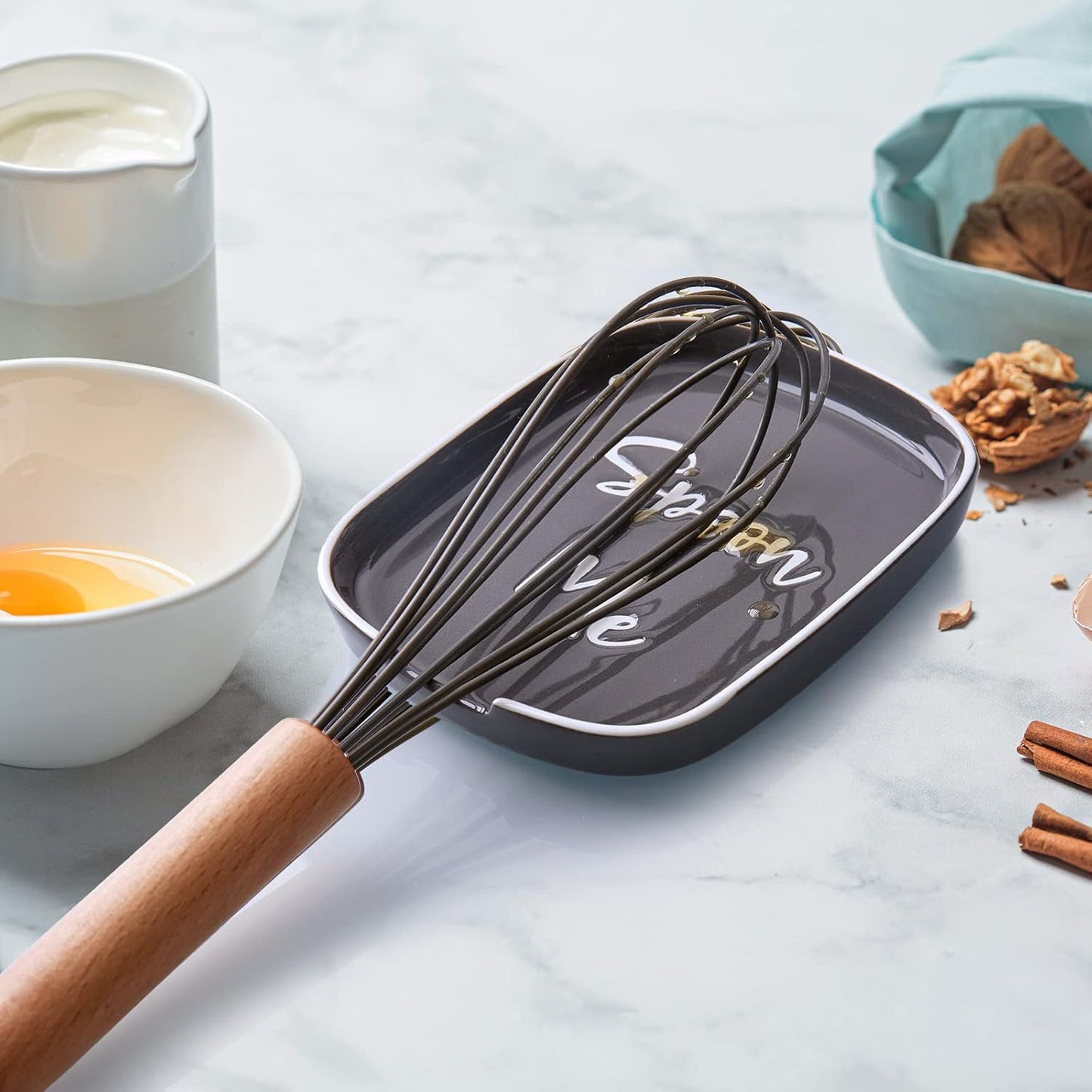 Ceramic Spoon Rest for Stove Top, Large Spoon Holder for Kitchen Counter, White Coffee Spoon Rest, Heat-Resistant Cooking Utensil Rest, Modern Farmhouse Kitchen Décor