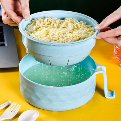 Microwave Ramen Bowl,Microwave Ramen Cooker with Lid,Plastic Mixing Salad Pasta Fruit Rice Cereal Instant Noodles Soup Maker Plate Bowls Set Kitchen College Dorm Room Essentials,Purple