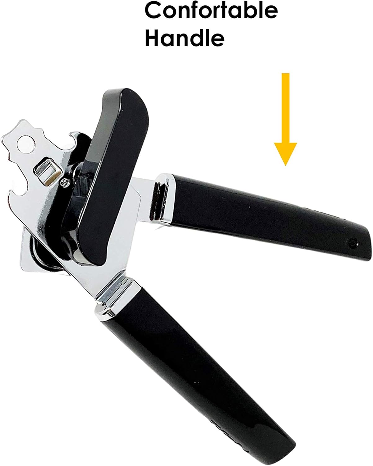 Basics Can Opener Manual Can Openers Sharp Stainless Steel Blade Safe Cover Remover Great for Beer cap (Tin/Bottle) Removal, Big Turning Knob Soft Handle Great Hand grip