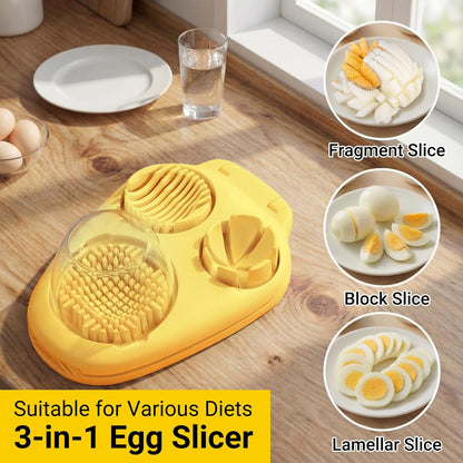 3-in-1 Heavy Duty Egg Slicer, Stainless Steel Blades with Multiple Cutting Modes for Hard Boiled Eggs, Mushrooms, Strawberry, Multifunctional Kitchen Tool, Send Goods from Local Warehouse