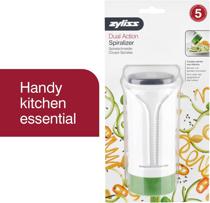 Zyliss Spiralizer - Vegetable Spiralizer & Slicer - Kitchen Tool & Gadget for Cooking - Manual Vegetable Slicer - Dishwasher Safe - White/Green