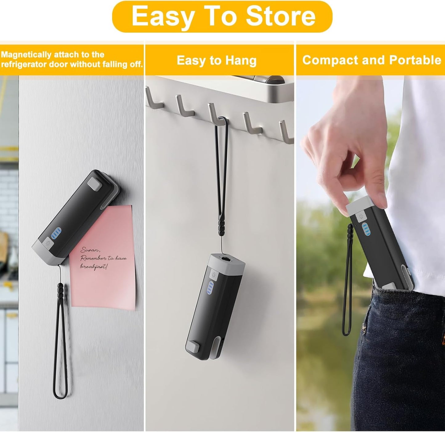 3 in 1 Mini Bag Sealer, USB C Rechargeable Chip Bag Sealer Heat Seal, Bag Sealer Heat Seal with Cutter, Portable Bag Resealer for Plastic Bags Snacks & Food Storage,Ink Black