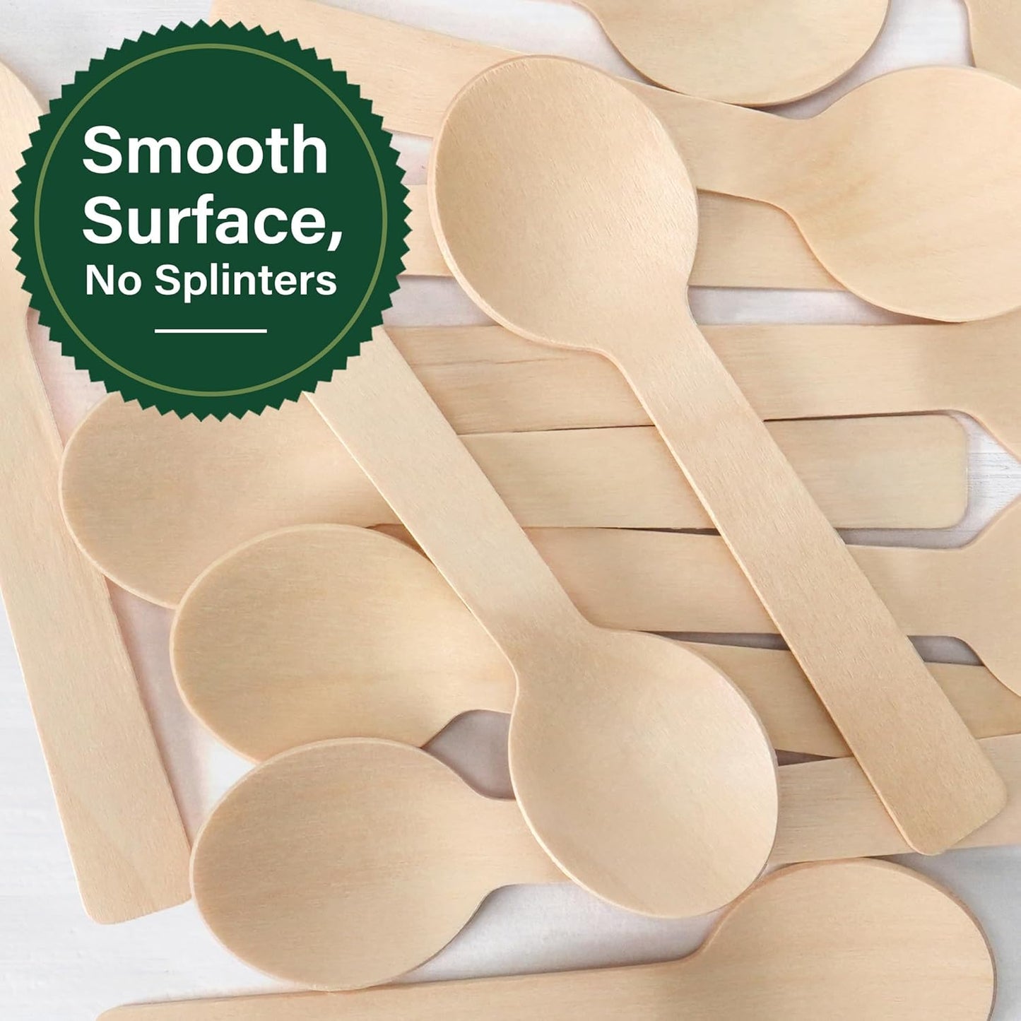 LotFancy Mini Wooden Spoons, Pack of 100, 4 inch Length, Disposable Tasting Sampling Spoons, Biodegradable Compostable Eco-friendly Birchwood Taster Spoons