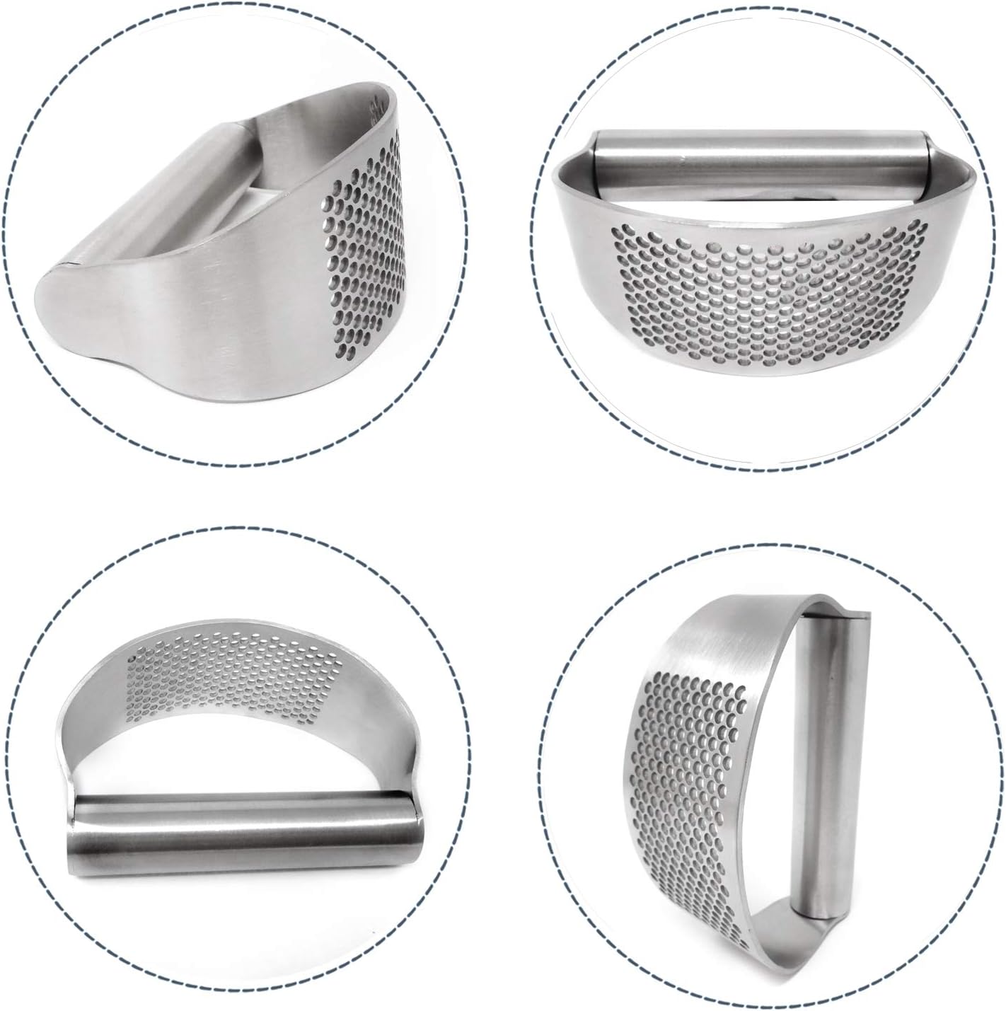 "Honbay 1PCS Stainless Steel Garlic Press Rocker Manual Garlic Crusher Garlic Easy Grip Mincer Ginger Press Squeezer Kitchen Tools for Home and Restaurants, Dishwasher Safe (4.2"")"