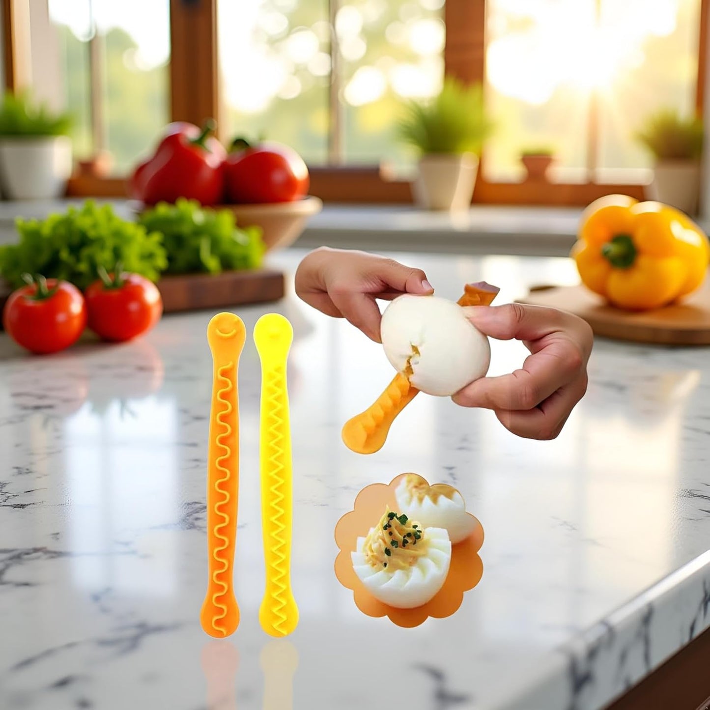 2Pcs Egg Cutter Set Lace Fruit Slicer Carving Lace Cutting Wire Egg Cutter Fancy Cooked Eggs Cutter Household Boiled Eggs Egg Slicers Mandolines and Slicers Cut Egg Decorator