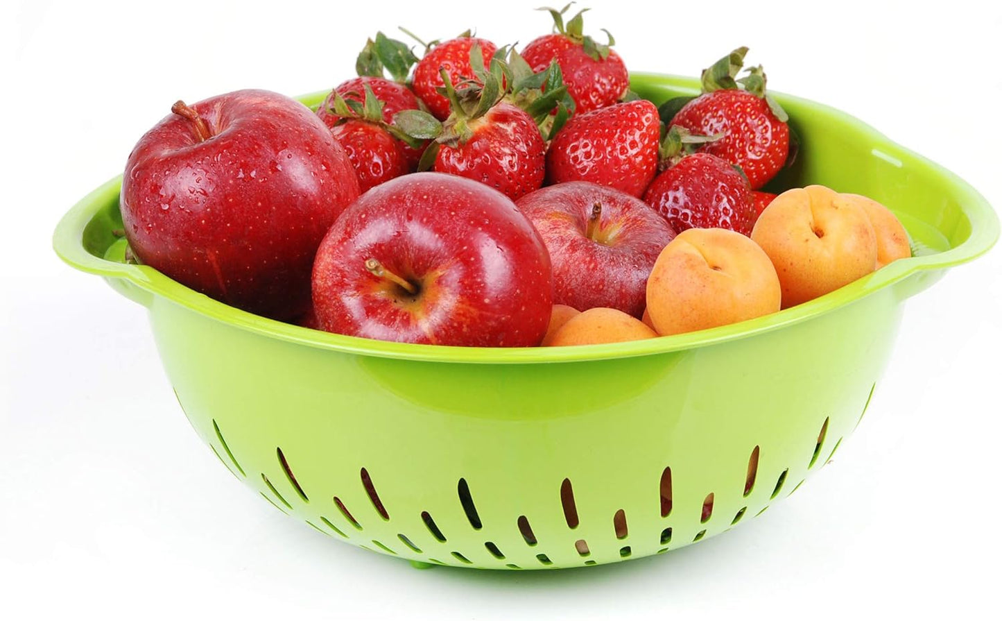 Mintra Home Mixing Bowl w/Colander (Large 4.5L, Red) - For Washing & Draining Fruits And Vegetables - Heavy Duty Plastic for Baking, Cooking Supplies - Dishwasher Safe