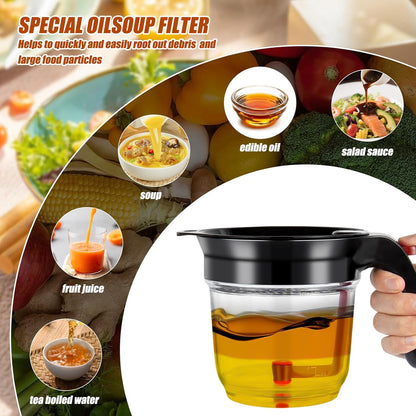 Fat Separator With Bottom Release, 4 Cup Gravy Separator For Cooking With Oil Strainer,Oil Separator For Cooking, Kitchen Gadgets Fat Separator