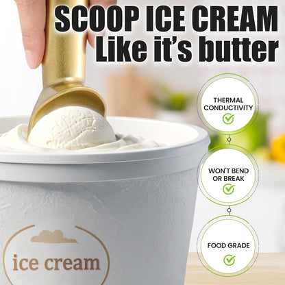 CUNSENR 7 inch Ice Cream Scoop - One-Piece Nonstick Aluminum Ice Cream Scooper - Professional Metal Ice Cream Spoon - Durable, Easy to Use & Clean - Lightweight Cookie Spoon - Scoop Ice Cream (Sliver)