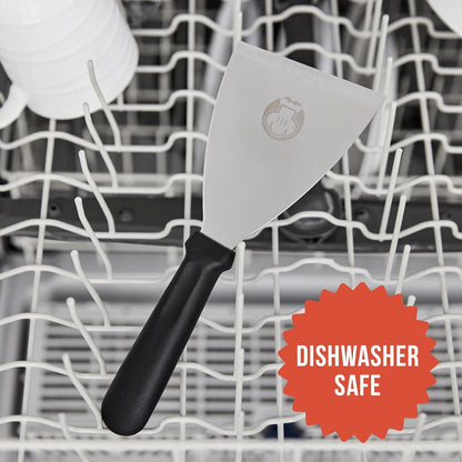 Chef Pomodoro Stainless Steel Bench Scraper 6" for Bread, Pizza and Pastry, Dough Scraper, Kitchen Scraper Tool, Sharp Edge Food Scraper Tool Kitchen, Heavy Duty Bench Knife, Nonslip Pastry Cutter