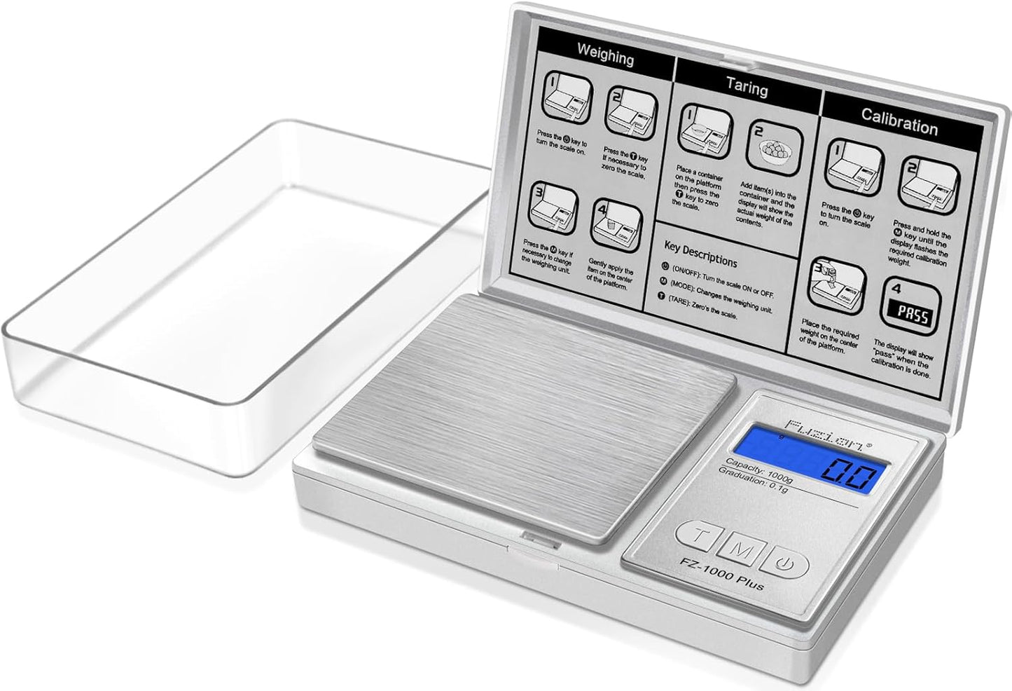Fuzion Digital Pocket Gram Scale 1000g/0.1g, Small Digital Scales Grams Ounces Grains, Herb Scale, Jewelry Scale, Portable Travel Food Scale