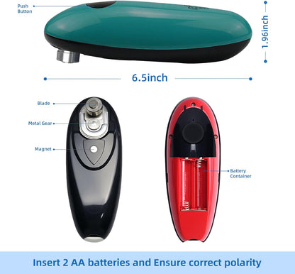 Electric Can Opener,Automatic One-Touch Operation,One Handed Can Opener Battery Operated for Seniors, with Smooth Edge Cutting, Kitchen Gadget（RED)