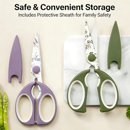 Kitchen Shears Scissors, ARCHIKING 7.7inch Gold Titanium Plated Scissor-Meat and Poultry Shears, Dishwasher Safe, Acrylic Handel All Purpose Stainless Steel Utility Scissor - Diamond Clear