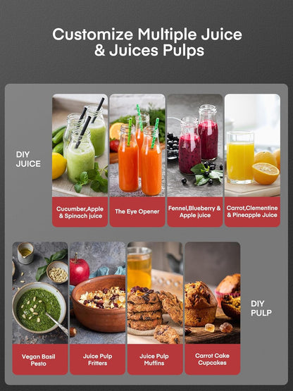 Juicer Machines, Juilist 3" Wide Mouth Juicer Extractor Max Power 800W, for Vegetable and Fruit with 3-Speed Setting, 400W Motor, Easy to Clean