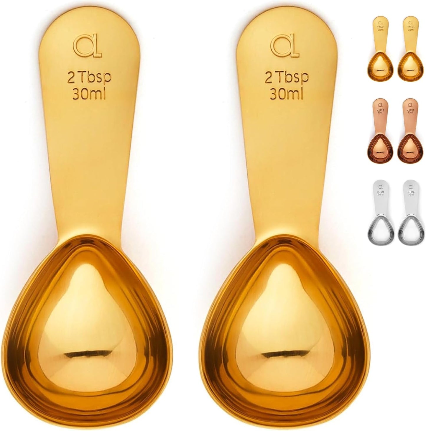 Apace Living Coffee Scoop (Set of 2) - 2 Tablespoon (2 Tbsp / 1/8 Cup / 1 oz) - The Best Stainless Steel Measuring Spoons for Coffee, Tea, and More (2, Rose Gold)