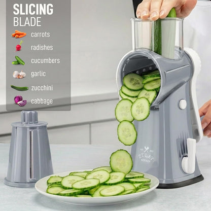 Zulay Kitchen Rotary Cheese Grater 5 Blade Cheese Shredder - Manual Hand Crank Cheese Grater With Reinforced Suction & 5 Interchangeable Drums - Easy to Use, Vegetable Chopper Round Mandoline Slicer - Colors A