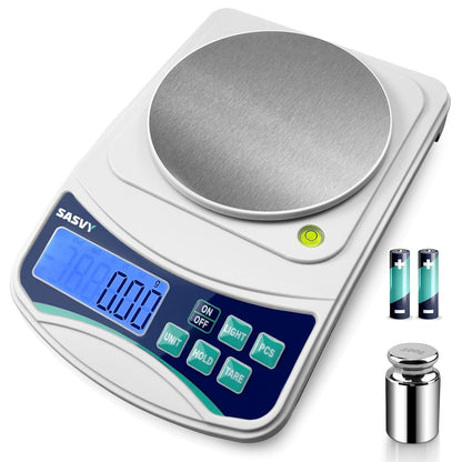 Digital Lab Scale 5000g x 0.1g oz/lb/g/kg Precision Electronic Scientific Scale Analytical Balance for Laboratory Jewelry Kitchen Includes Rechargeable Battery