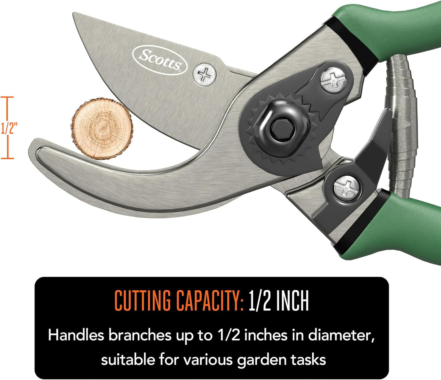 Scotts 8 in. All-Purpose Steel Garden Utility Shears with Serrated Blades – Comfort Grip Yard and Garden Scissors for Pruning Plants, Flowers, and Herbs