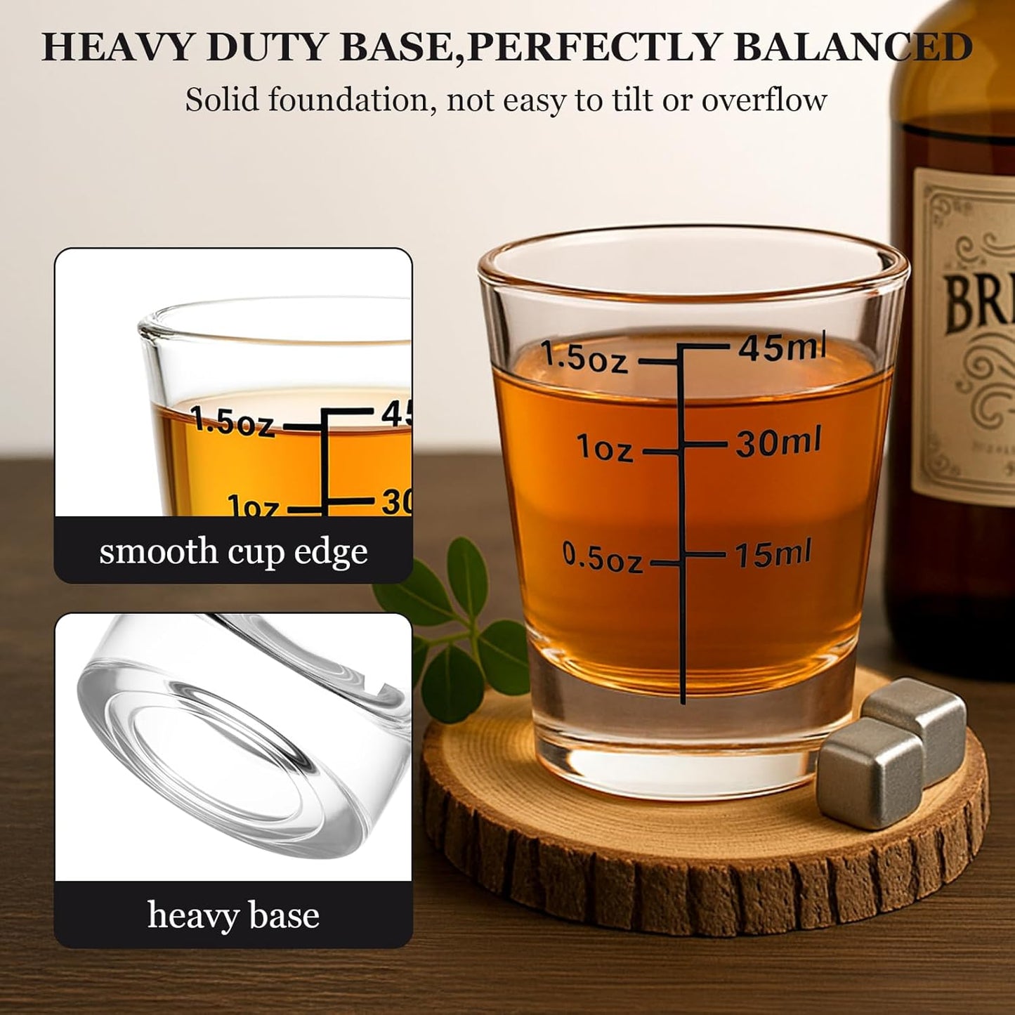 Ruckae Shot Glasses Measuring Cup Set 12 Pack Square Espresso Shot Glasses Liquid Heavy Glass -Incremental Measurement 2oz Shot Glass for Bars and Home Use