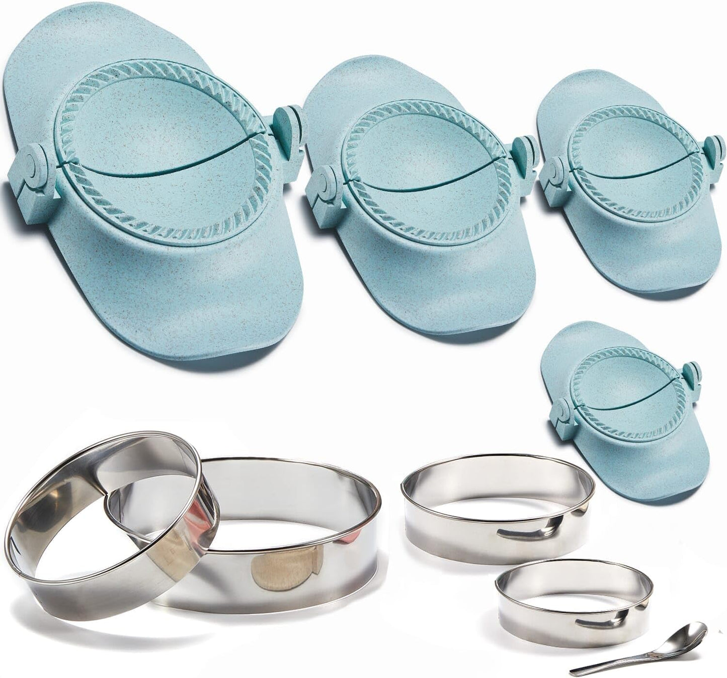 Empanada Maker Press, 6-Inch Extra Large Dumpling Maker Set with Dough Cutter, Dumpling Mold Set for Pierogi, Pastelitos, Calzone, Turnovers, Chinese Dumpling, 5Sizes (6"/5"/4"/3"/2.6")
